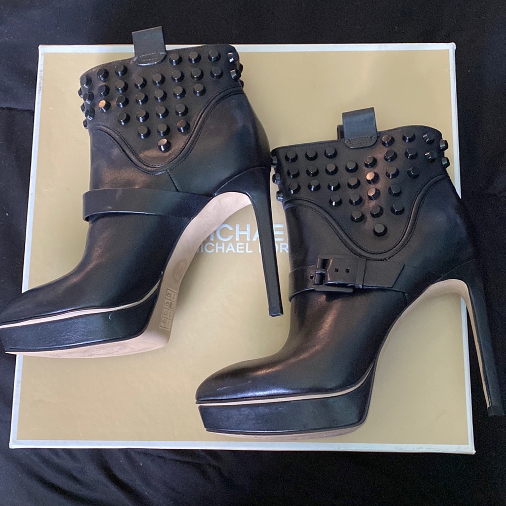 Black Michael Kors Studded High Heel Booties